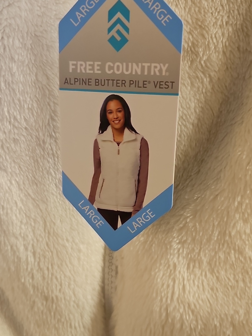 Free Country Ivory Sherpa Fleece Vest with Zip Pockets - Picture 2 of 3